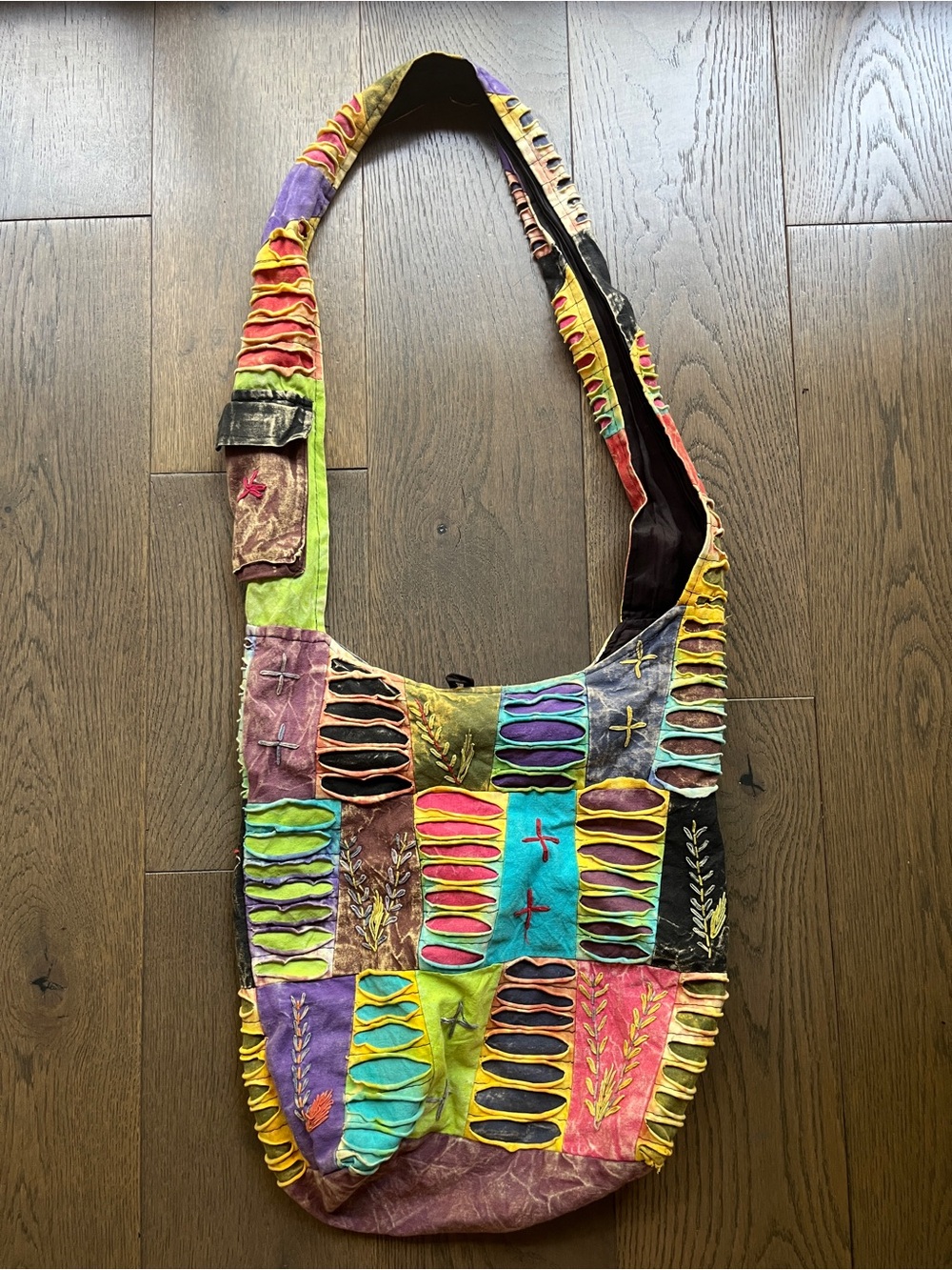 Boho Multicolor Patchwork Crossbody Shoulder Bag - Picture 5 of 6